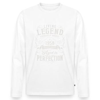 Born in 1958 Legend Vintage Birthday - Men's Premium Organic Long Sleeve Shirt - white - Front - Nico (187cm)