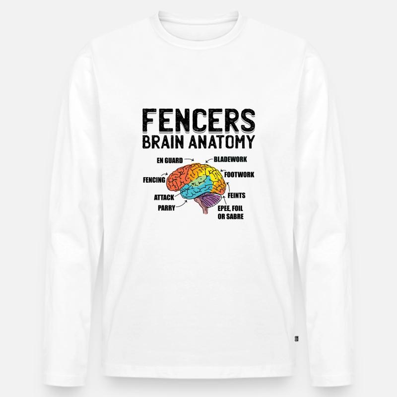 Fechter Gehirn Fechten Geschenkidee - Männer Premium Bio Langarmshirt - Weiß