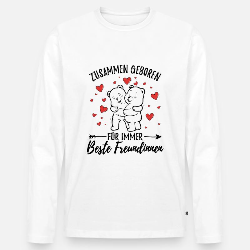 Zwillingsschwester Zwillinge Geschenk - Männer Premium Bio Langarmshirt - Weiß