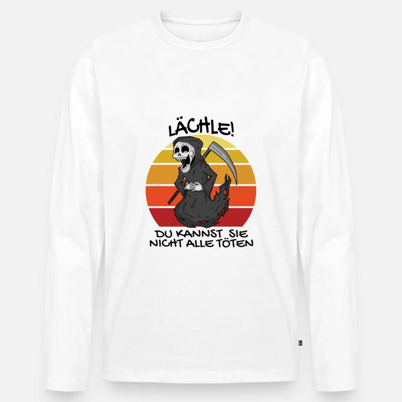 Sensenmann Retro Spruch lustig - Männer Premium Bio Langarmshirt - Weiß