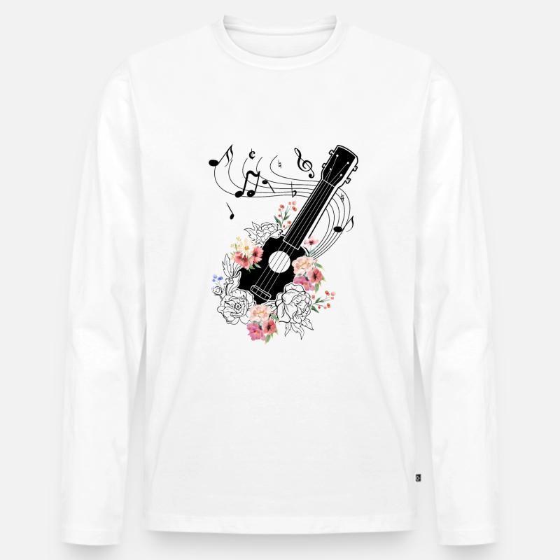 Ukulele mit Blumen Geschenk - Männer Premium Bio Langarmshirt - Weiß
