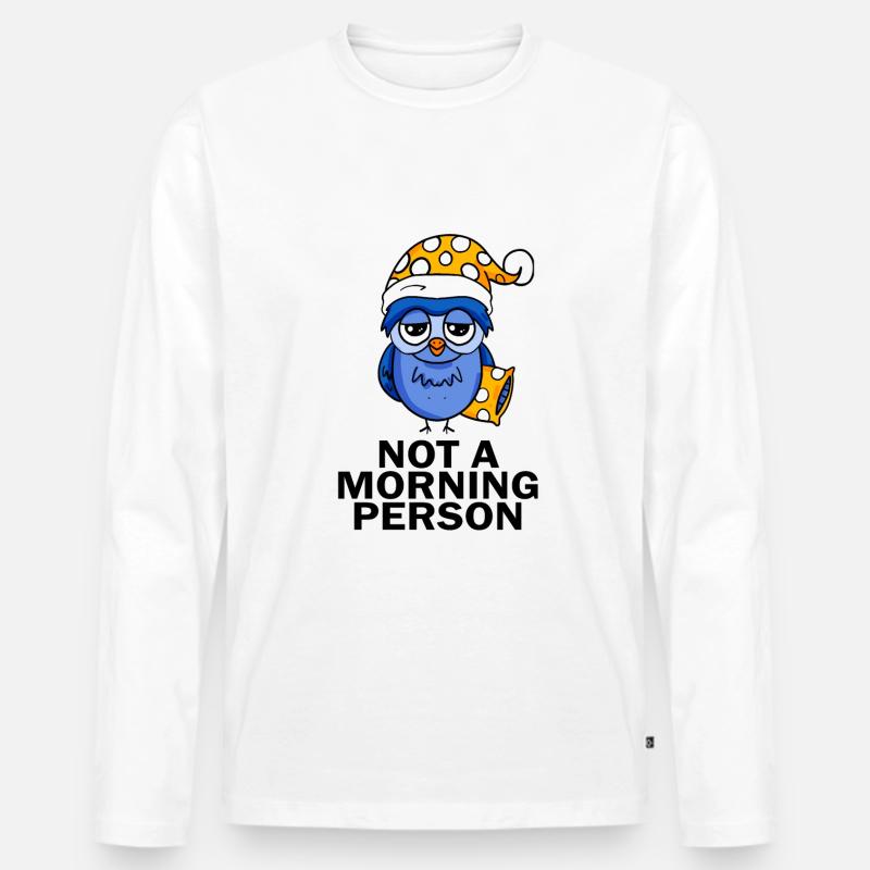 Frühaufsteher Eule Schlafen - Männer Premium Bio Langarmshirt - Weiß