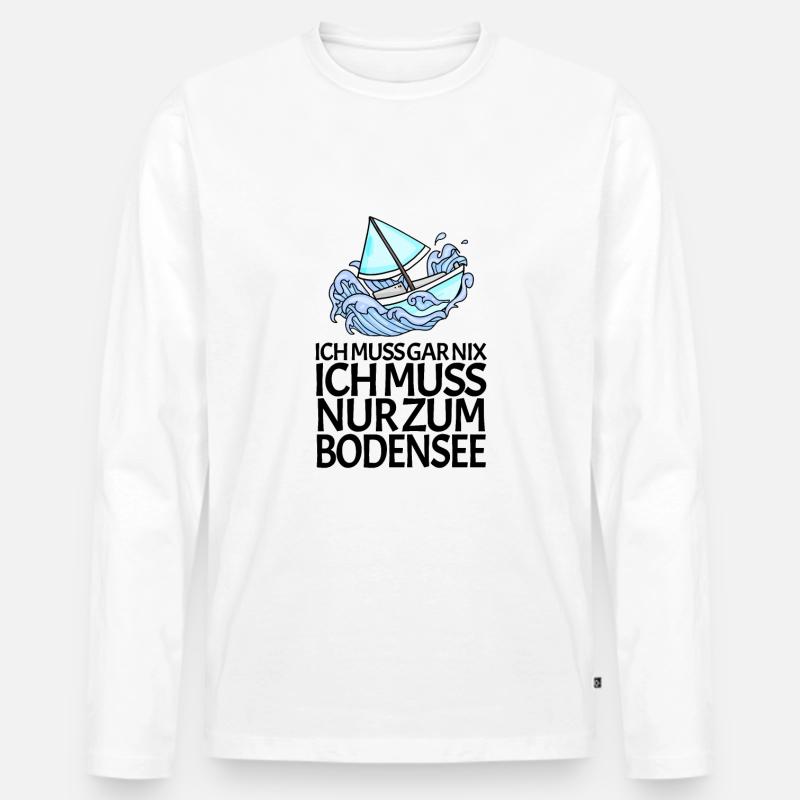 Bodensee - Männer Premium Bio Langarmshirt - Weiß