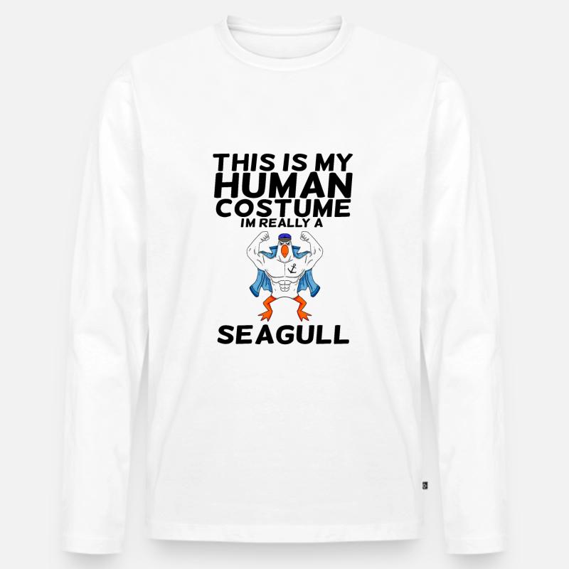 Möwe - Männer Premium Bio Langarmshirt - Weiß