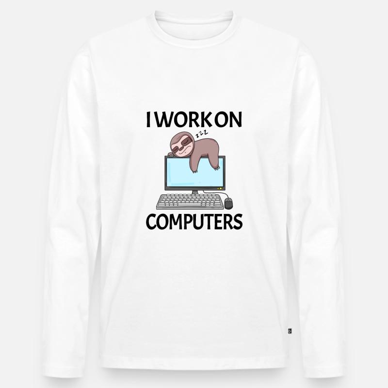 Computer Nerd Programmer Men Gift - Men's Premium Organic Long Sleeve Shirt - white