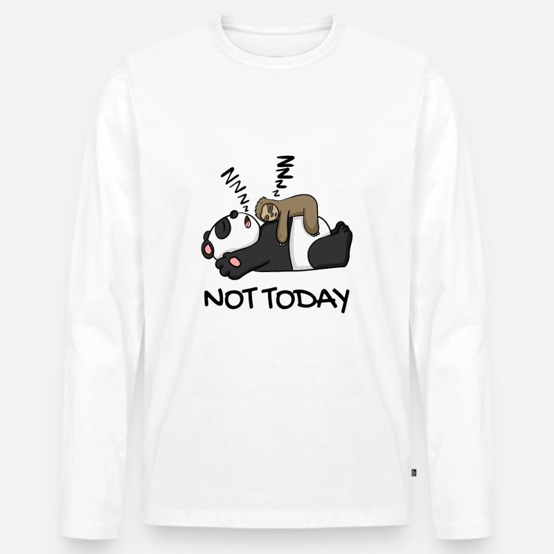 Faultier und Panda - Männer Premium Bio Langarmshirt - Weiß