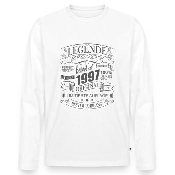 Birthday legend proven since 1997 born - Men's Premium Organic Long Sleeve Shirt - white - Front - Nico (187cm)