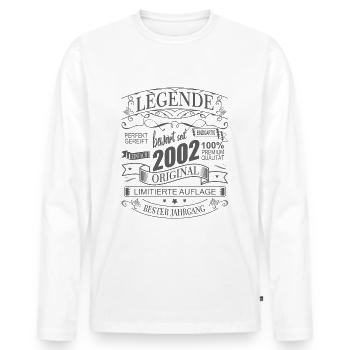 Birthday legend proven since 2002 born - Men's Premium Organic Long Sleeve Shirt - white - Front - Nico (187cm)