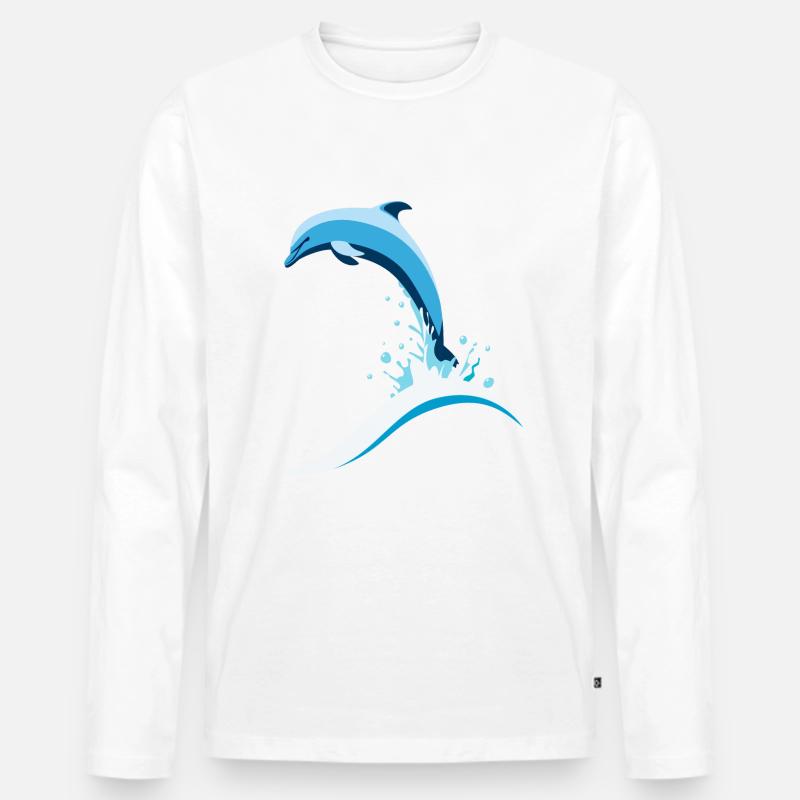 Springender Delfin - Männer Premium Bio Langarmshirt - Weiß