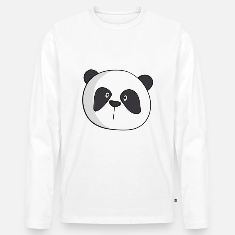 Panda Gesicht - Männer Premium Bio Langarmshirt - Weiß