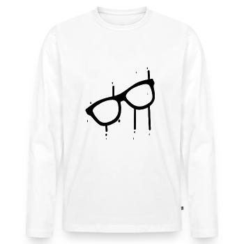 Brille - Männer Premium Bio Langarmshirt - Weiß - Vorne - Nico (187cm)
