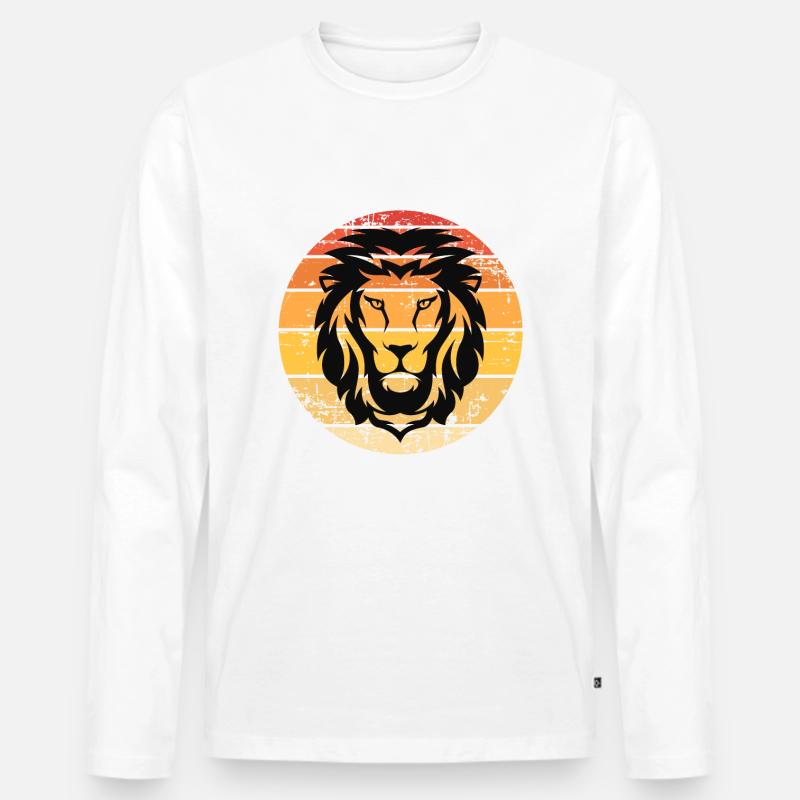 Löwe - Männer Premium Bio Langarmshirt - Weiß