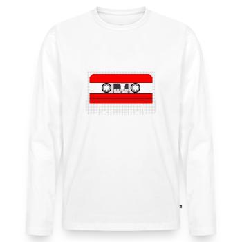 Cassette de musique, cassette audio, SA90, cassette audio - T-shirt manches longues Premium bio Homme - blanc - Devant - Nico (187cm)