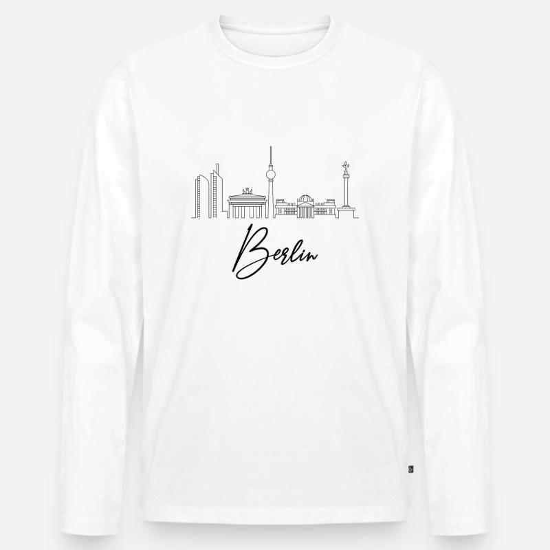 Berlin - Männer Premium Bio Langarmshirt - Weiß