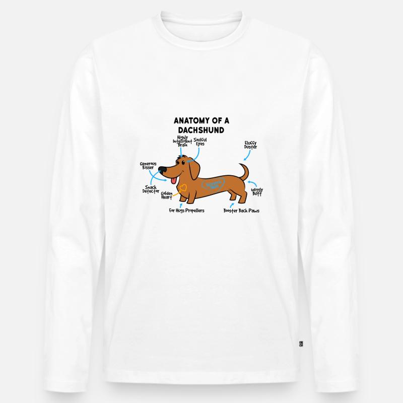 Anatomie Eines Dackel - Männer Premium Bio Langarmshirt - Weiß