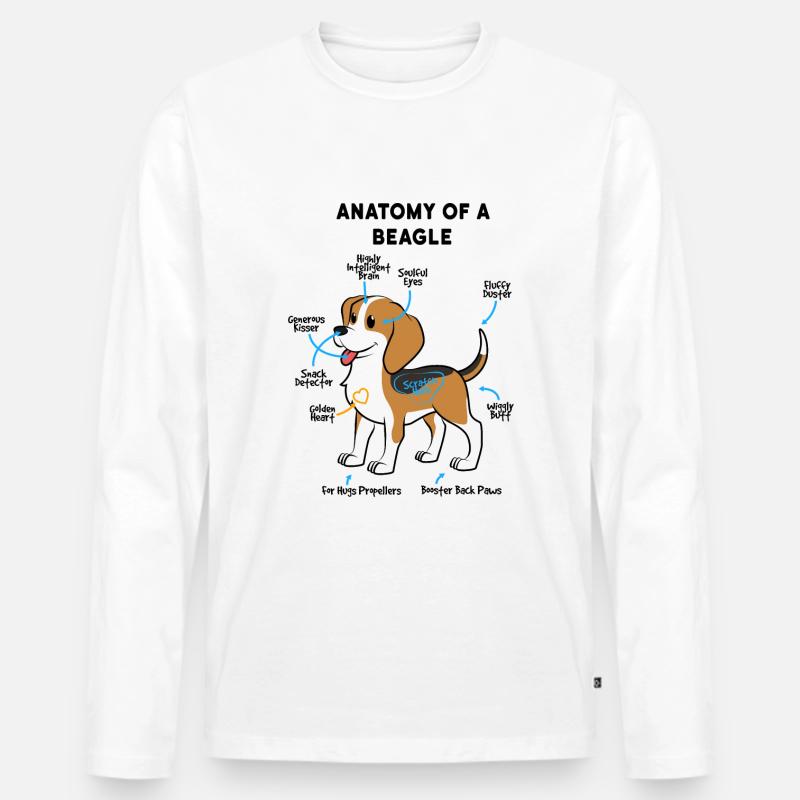 Anatomie Eines Beagle - Männer Premium Bio Langarmshirt - Weiß