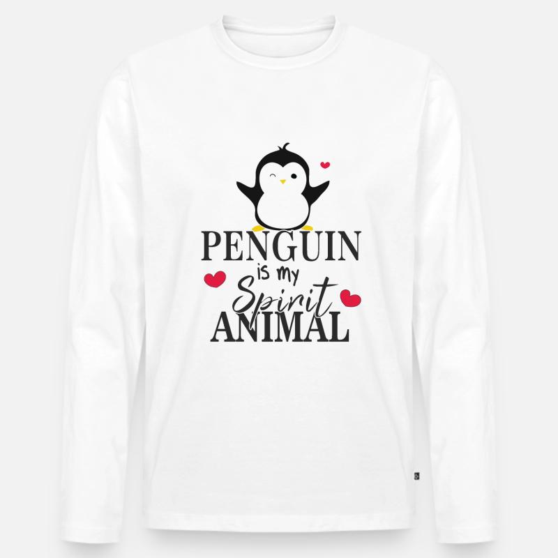 Pinguine - Männer Premium Bio Langarmshirt - Weiß