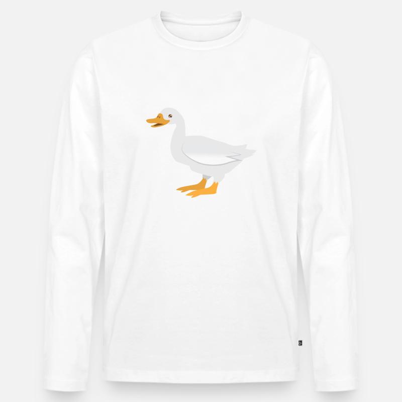 Stehende weiße Ente - Männer Premium Bio Langarmshirt - undefined