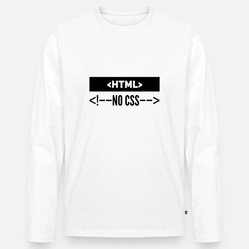 HTML Kein CSS - Männer Premium Bio Langarmshirt - Weiß