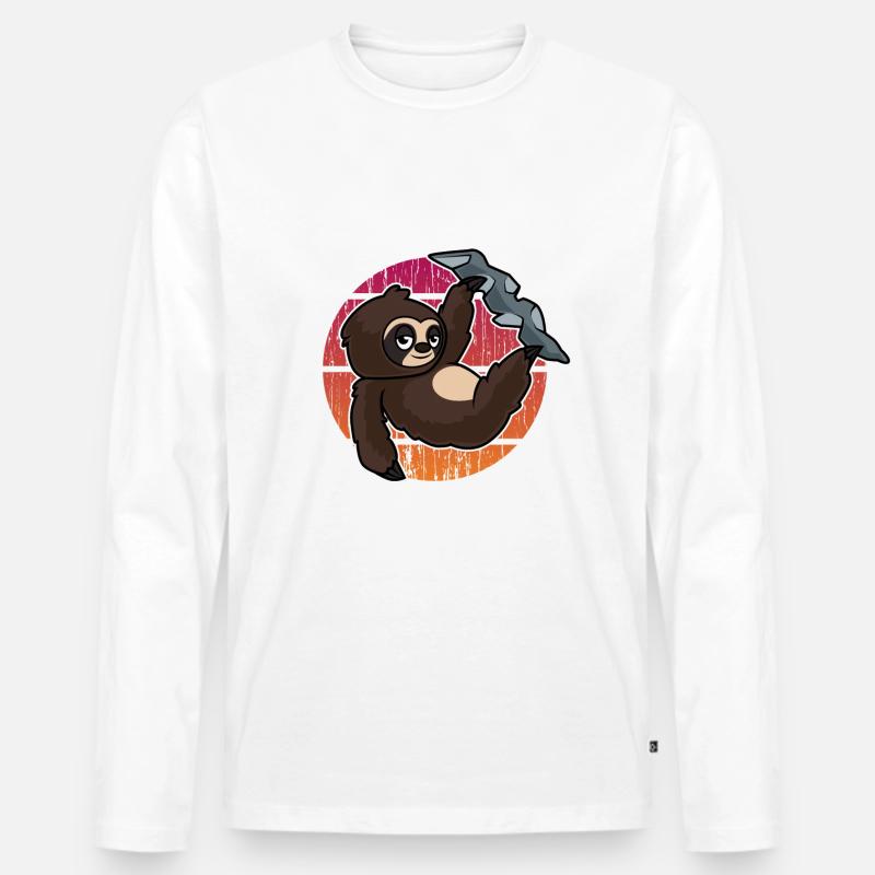 Faultier Kletter Team - Männer Premium Bio Langarmshirt - Weiß