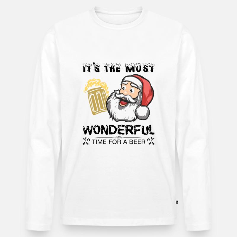 Weihnachten Bier - Männer Premium Bio Langarmshirt - Weiß