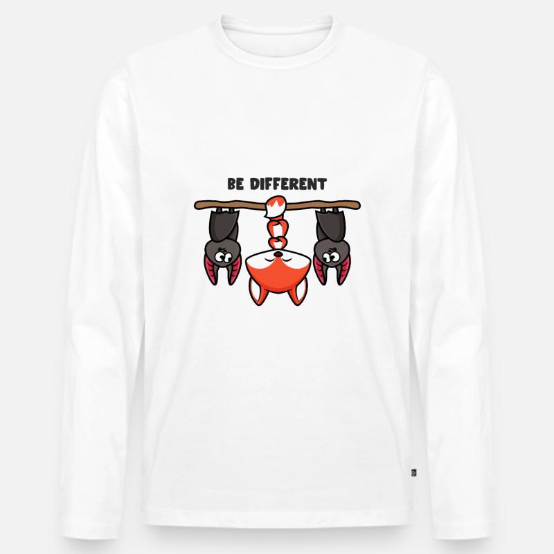 Sei Anders Fuchs - Männer Premium Bio Langarmshirt - Weiß