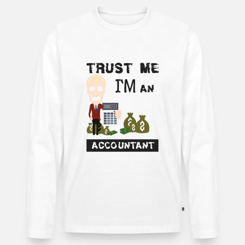 Buchhalter Lustig - Männer Premium Bio Langarmshirt - Weiß