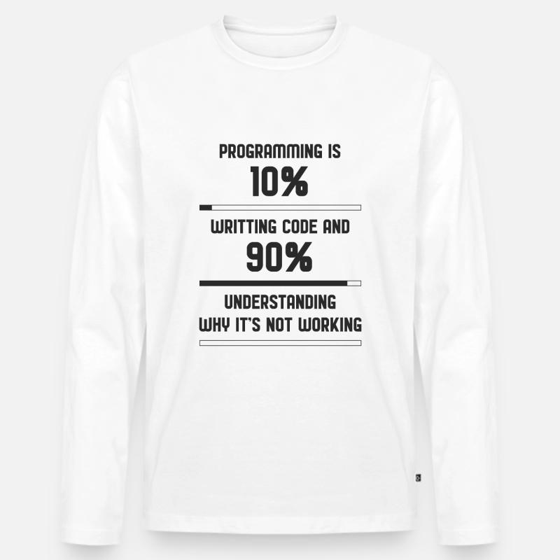 Code de programmation Funny - T-shirt manches longues Premium bio Homme - blanc