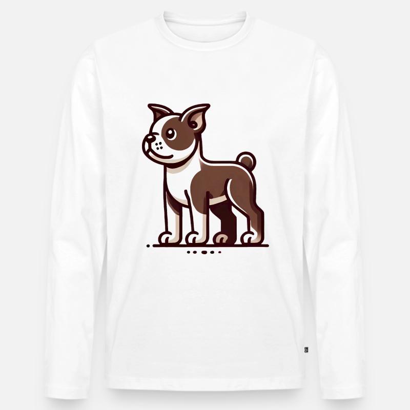 Karikatur Boston Terrier Grafik - Männer Premium Bio Langarmshirt - Weiß