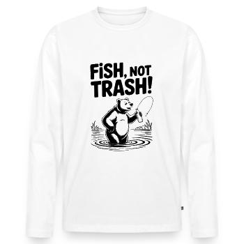 Fish instead of garbage - Men's Premium Organic Long Sleeve Shirt - white - Front - Nico (187cm)
