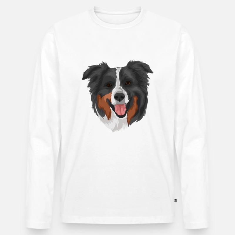 Australian Shepherd 2 Kopf - Männer Premium Bio Langarmshirt - Weiß