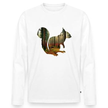 Eichhörnchen Natur Wald Tier Wälder Geschenkidee - Männer Premium Bio Langarmshirt - Weiß - Vorne - Nico (187cm)