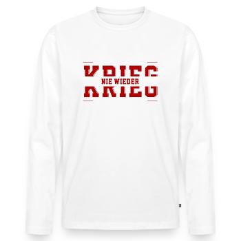 Nie wieder Krieg - Männer Premium Bio Langarmshirt - Weiß - Vorne - Nico (187cm)