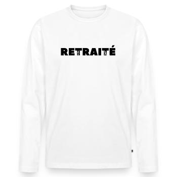 Retraité - T-shirt manches longues Premium bio Homme - blanc - Devant - Nico (187cm)