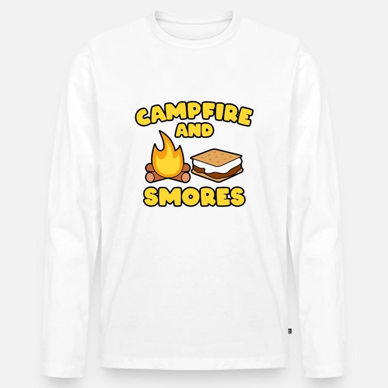 CAMPFIRE & SMORES - Männer Premium Bio Langarmshirt - Weiß