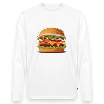 Burger - Männer Premium Bio Langarmshirt - Weiß - Vorne - Nico (187cm)