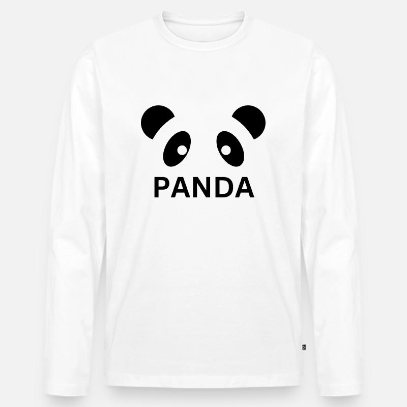 Panda Gesicht Design - Männer Premium Bio Langarmshirt - Weiß