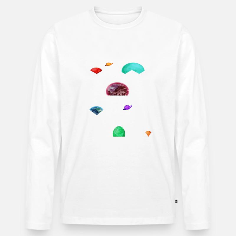 Weltraum mit Planeten - Männer Premium Bio Langarmshirt - Weiß