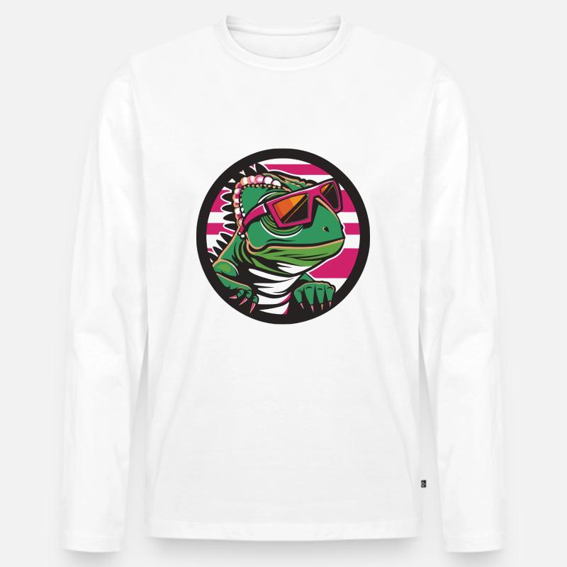 Chameleon Cool Comic - Männer Premium Bio Langarmshirt - Weiß