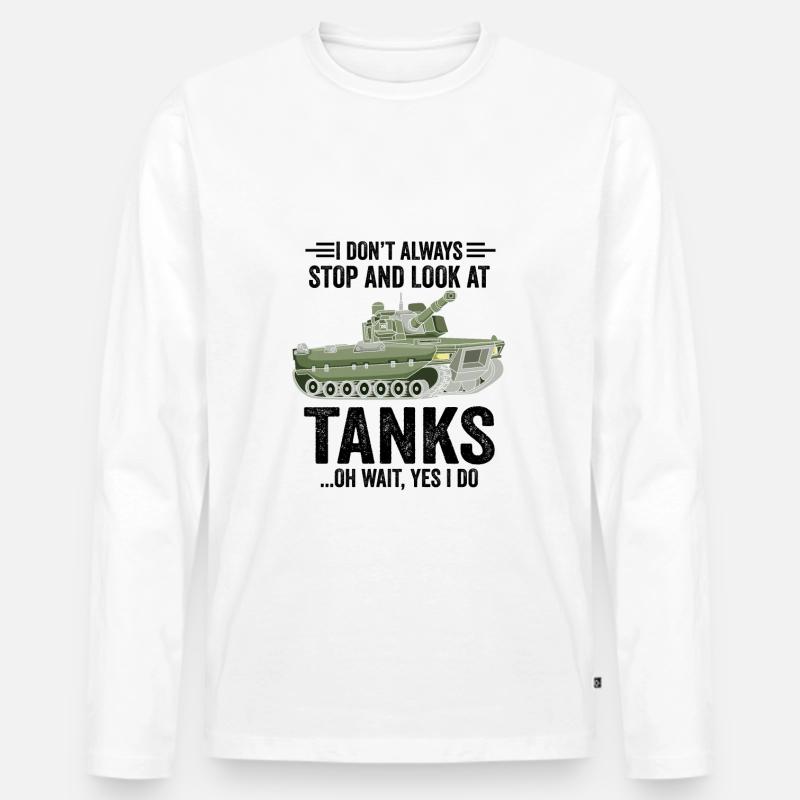 Armee Panzer Veteran Militär Geschenk - Männer Premium Bio Langarmshirt - Weiß