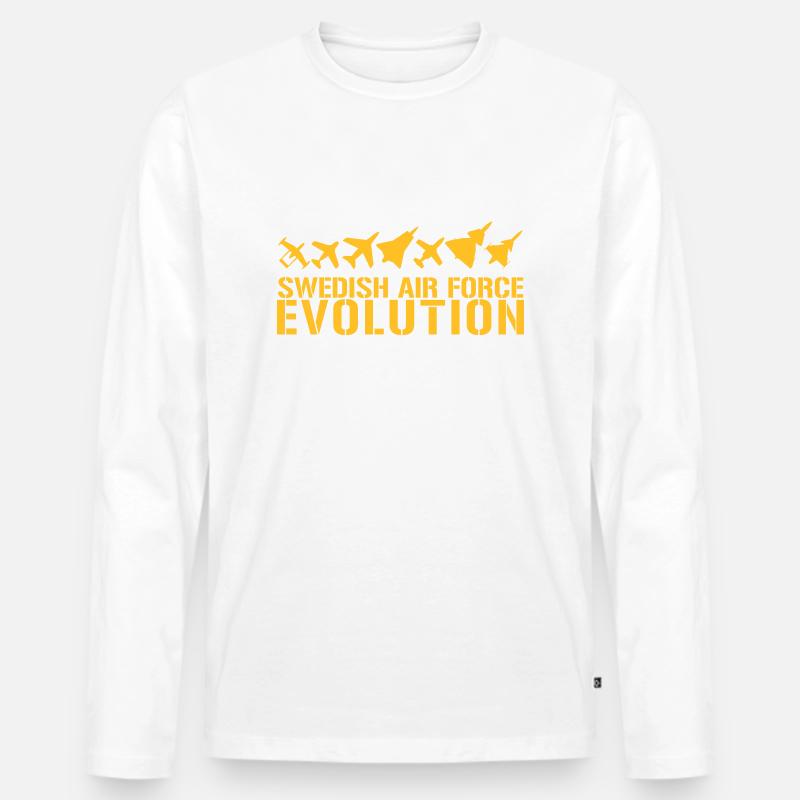 Entwicklung der schwedischen Luftwaffe - Männer Premium Bio Langarmshirt - Weiß