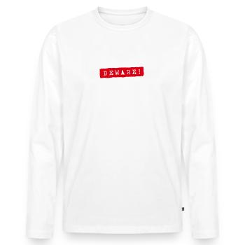 Caution! Psycho - Sarcastic saying - Men's Premium Organic Long Sleeve Shirt - white - Front - Nico (187cm)