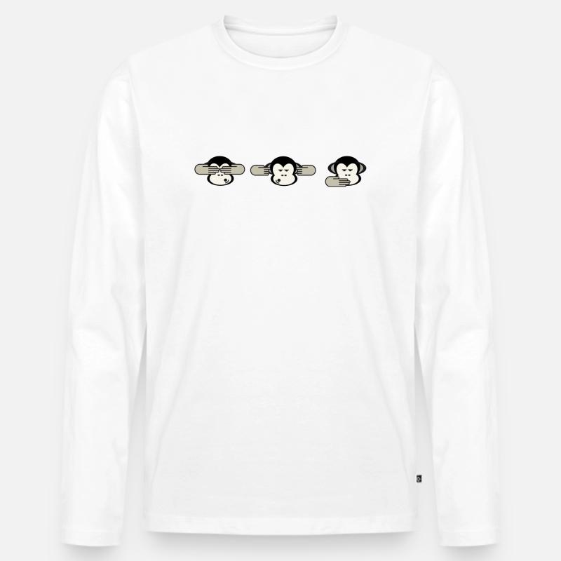 3 Affen - Männer Premium Bio Langarmshirt - Weiß