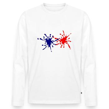 Blue, White, Red - Men's Premium Organic Long Sleeve Shirt - white - Front - Nico (187cm)