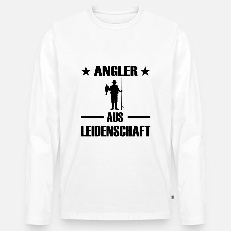 Angeln - Männer Premium Bio Langarmshirt - Weiß