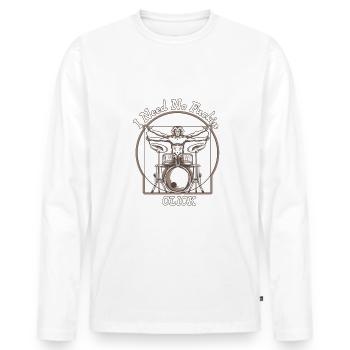 Drummer Drôle Cadeau Léonard de Vinci - T-shirt manches longues Premium bio Homme - blanc - Devant - Nico (187cm)