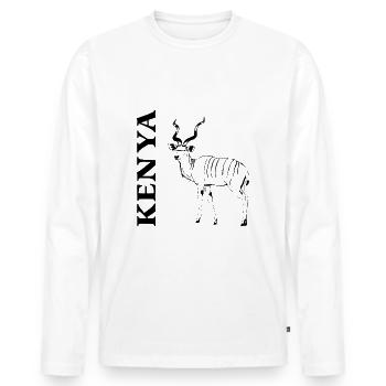 Kenya - Kenia - Kudu Antilope - Großer Kudu - Männer Premium Bio Langarmshirt - Weiß - Vorne - Nico (187cm)