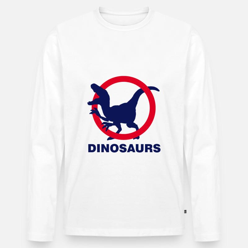 Dinosaurier - Männer Premium Bio Langarmshirt - Weiß