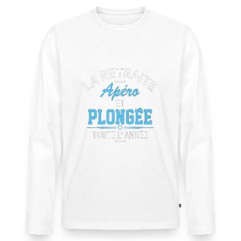 Tee shirt retraite apéro et plongée humour cadeau - T-shirt manches longues Premium bio Homme - blanc - Devant - Nico (187cm)