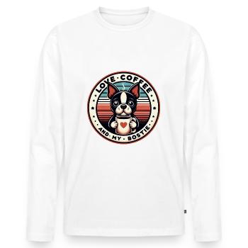 Kaffee und mein Bostie Boston Terrier - Männer Premium Bio Langarmshirt - Weiß - Vorne - Nico (187cm)